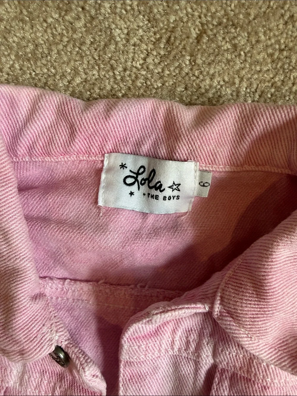 Lola + The Boys Pink Ombre Denim Jacket with Sequin Lip & Stars